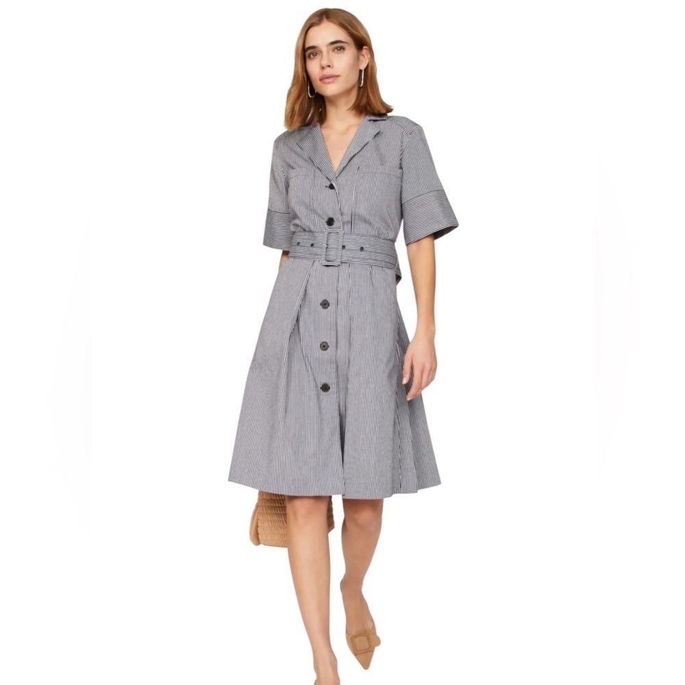 Adam Lippes Collective Striped Cotton Work Dress Size 16
